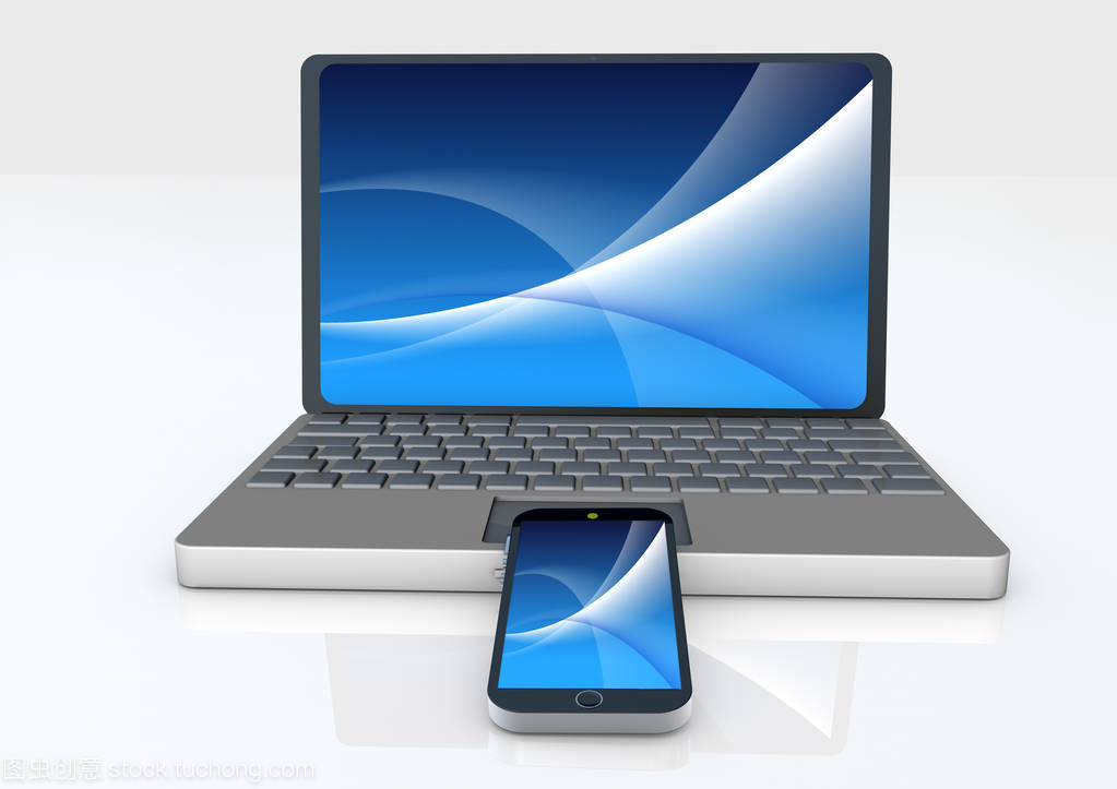 智能手機與白色筆記本電腦 現代辦公的雙重助力